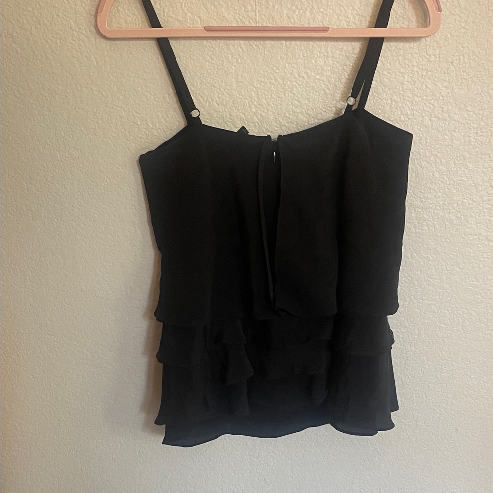 BCBG MaxAzaria 100% Silk Black Layered tiered Women's tank top - Picture 6 of 8